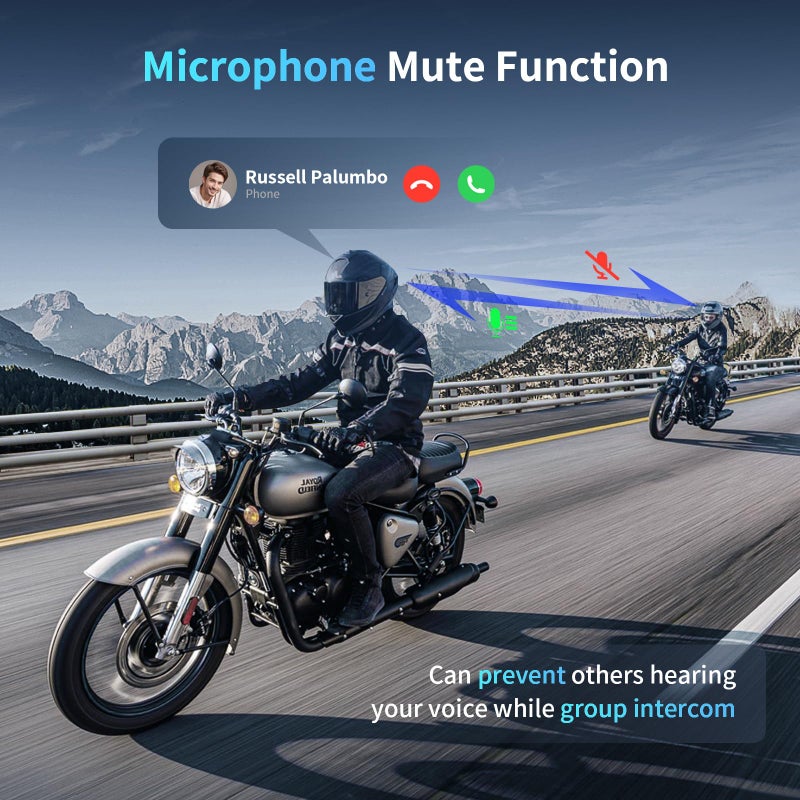 Fodsports M1-S Plus Motorcycle Bluetooth Headset with Customized HRSQS Speakers, One-Click Pairing, Microphone Mute, FM, Helmet Intercom up to 10 Riders with Music Sharing, Wonderful Sound, 1 Pack - Image 4